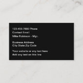 Design der Visitenkarte für die Spitzenklasse (Rückseite)