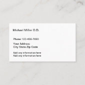 Design der Visitenkarte für Optometrie (Rückseite)
