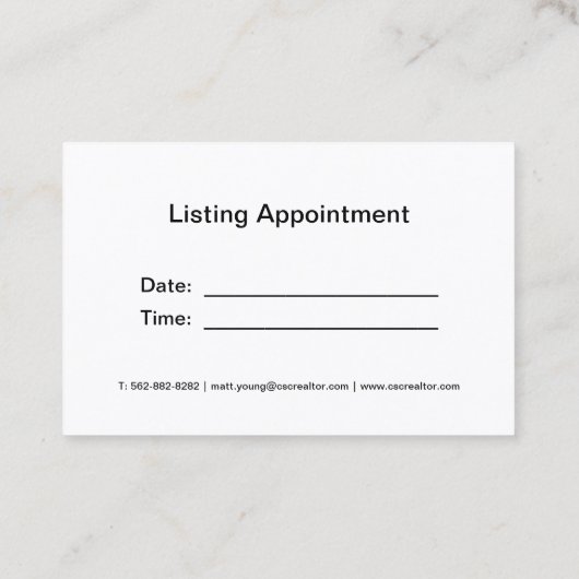 Design der Visitenkarte für Real Anwesen Agent (Rückseite)