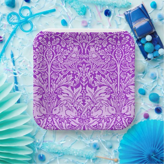 Design der Vögel und Kaninchen, farbenfrohe Lavend Pappteller (Party)