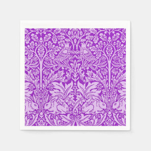 Design der Vögel und Kaninchen, farbenfrohe Lavend Serviette