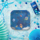 Design der Wasserfarbe im Weltraum - Dunkelblau Pappteller (Party)