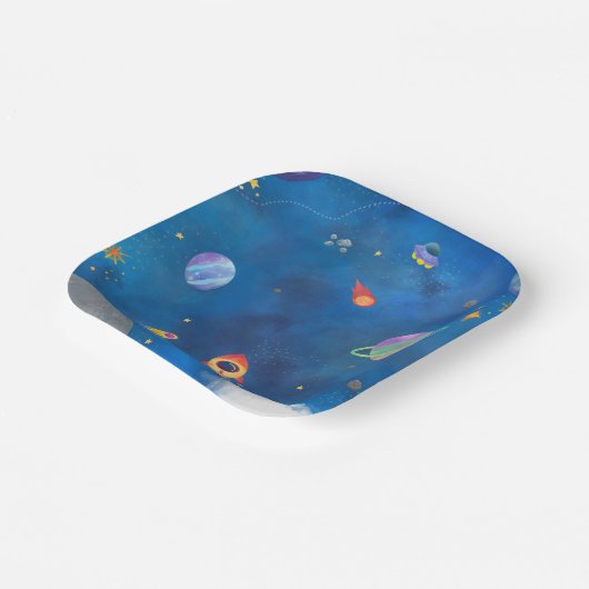 Design der Wasserfarbe im Weltraum - Dunkelblau Pappteller (Gewinkelt)