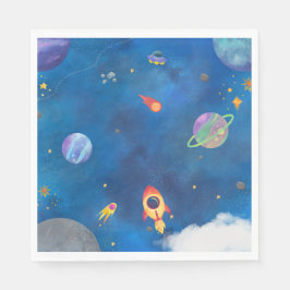 Design der Wasserfarbe im Weltraum - Dunkelblau Serviette