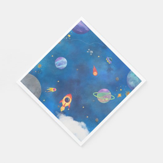 Design der Wasserfarbe im Weltraum - Dunkelblau Serviette (Ecke)