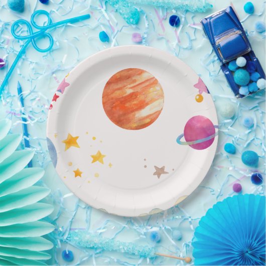 Design der Wasserfarben im Weltraum - Licht Pappteller (Party)