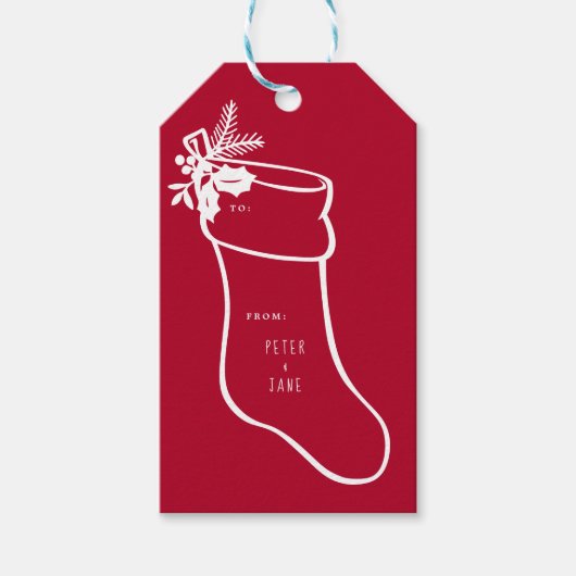 Design der WeihnachtsStrümpfe Geschenkanhänger (Vorderseite)