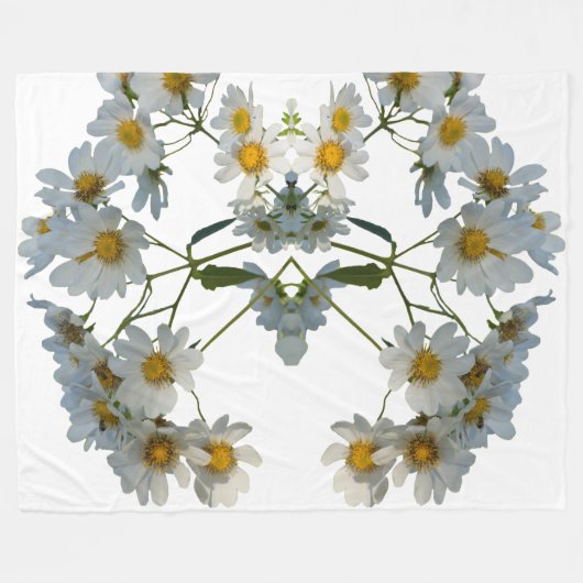 Design der weißen Blume Fleecedecke (Vorderseite (Horizontal))