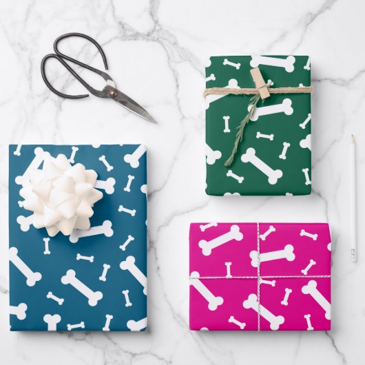 Design der weißen Hundeknochen Geschenkpapier Set (Vorderseite)
