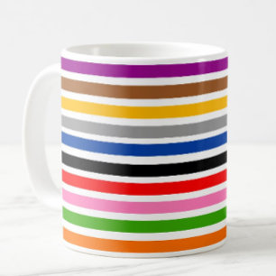Design der weißen mehrfarbigen Streifen Kaffeetasse