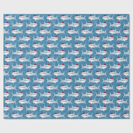 Design der Whimsical Blue Shark-Weihnachtsmannmütz Geschenkpapier (Flach)