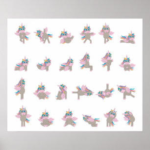 Design der Yoga-Posen für Einhorn Poster