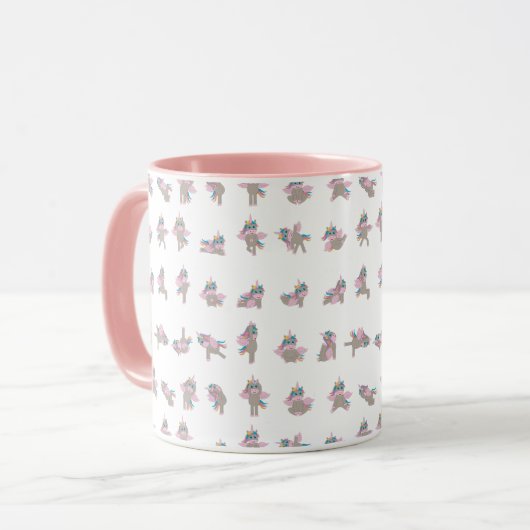 Design der Yoga-Posen für Einhorn Tasse (Vorderseite Links)