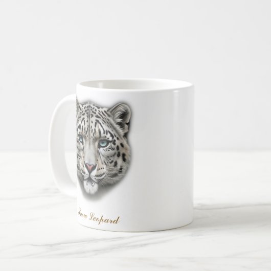 Design der zweiseitigen Schneeleopard-Tasse Kaffeetasse (Vorderseite Links)