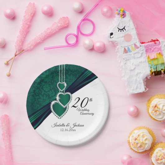 Design des 20. Smaragdgrünen Hochzeitstils Pappteller (Party)
