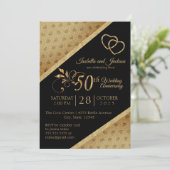 Design des 50. Vintagen Goldenen Herzens Einladung (Stehend Vorderseite)