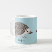 Design des afrikanischen Pygmäen-Igels-Cartoon mit Kaffeetasse (Vorderseite Links)