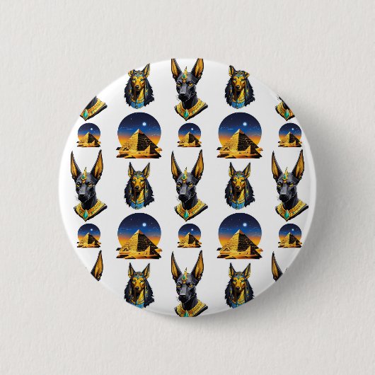 Design des alten Ägypten Pyramide Anubis Muster Button (Vorderseite)
