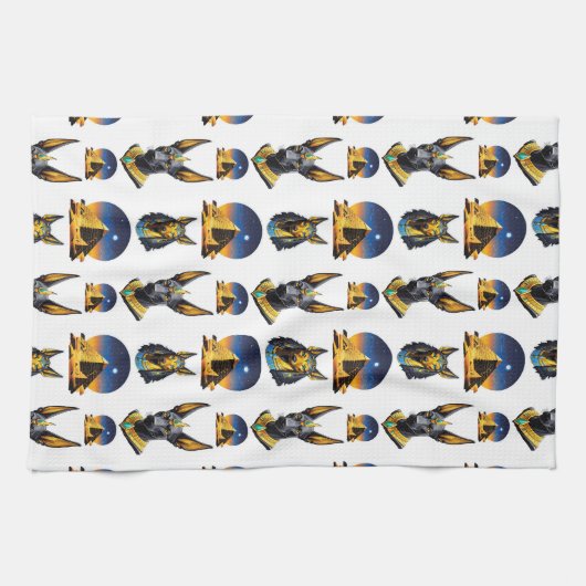 Design des alten Ägypten Pyramide Anubis Muster Geschirrtuch (Horizontal)