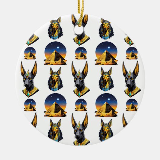 Design des alten Ägypten Pyramide Anubis Muster Keramik Ornament (Vorne)