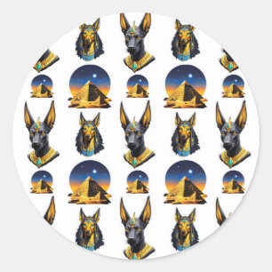 Design des alten Ägypten Pyramide Anubis Muster Runder Aufkleber