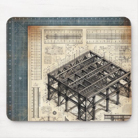 Design des Blueprints - Dekor des Architekten Mousepad (Vorne)