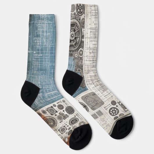 Design des Blueprints - Dekor des Architekten Socken (Rechts)