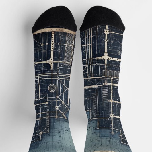 Design des Blueprints - Dekor des Architekten Socken (Oben)