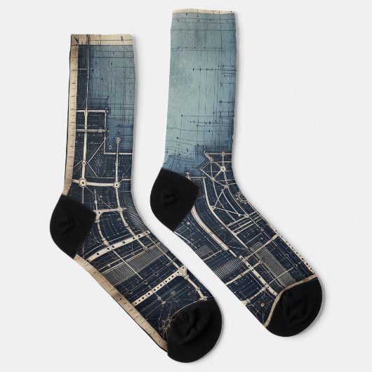 Design des Blueprints - Dekor des Architekten Socken (Rechts)