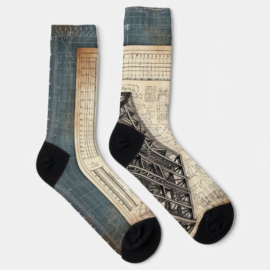 Design des Blueprints - Dekor des Architekten Socken (Rechts)