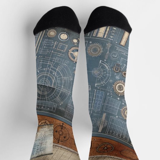 Design des Blueprints - Dekor des Architekten Socken (Oben)