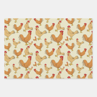 Design des braunen Hühnermusters Geschenkpapier Set