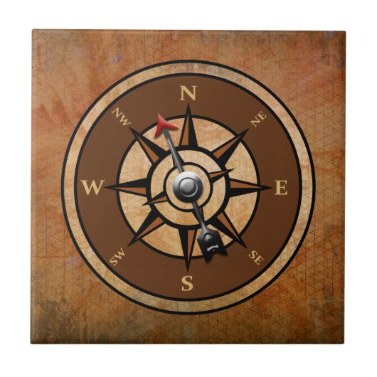 Design des braunen Nautic Compass Fliese (Vorderseite)