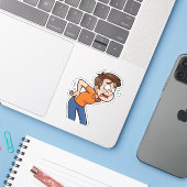 Design des Cartoon "Funny Back Pain" Aufkleber (Laptop mit iPhone)