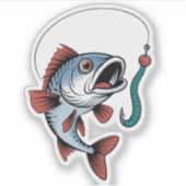 Design des Cartoon Funny Fishing Aufkleber (Vorderseite)