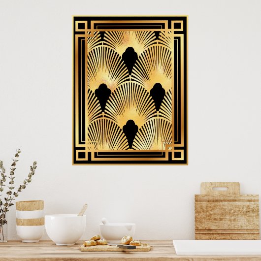 Design des Deco-Lüfters in Gold und Schwarz Poster (Küche)