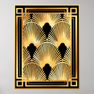 Design des Deco-Lüfters in Gold und Schwarz Poster