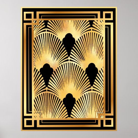 Design des Deco-Lüfters in Gold und Schwarz Poster (Vorne)