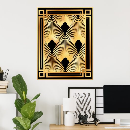 Design des Deco-Lüfters in Gold und Schwarz Poster (Heimbüro)