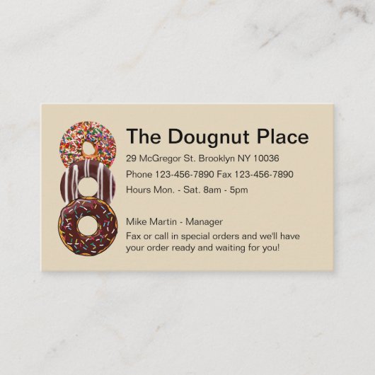 Design des Doughnut Shop Visitenkarte (Vorderseite)