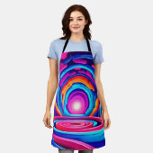 Design des dynamischen geometrischen Neon Art Tunn Schürze (Getragen)