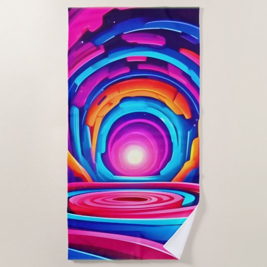 Design des dynamischen geometrischen Neon Art Tunn Strandtuch (Vorderseite)