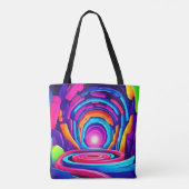 Design des dynamischen geometrischen Neon Art Tunn Tasche (Rückseite)