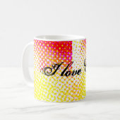 Design des gelb-rosa Musters Kaffeetasse (Vorderseite Links)