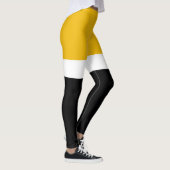 Design des gelben, weißen Schwarz-Farbblockes Leggings (Rechts)