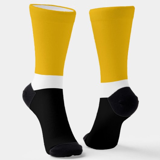 Design des gelben, weißen Schwarz-Farbblockes Socken