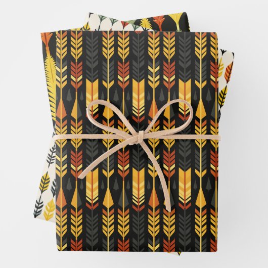 Design des geometrischen Musters für natives Harve Geschenkpapier Set (Beispiel)