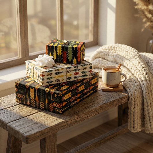 Design des geometrischen Musters für natives Harve Geschenkpapier Set