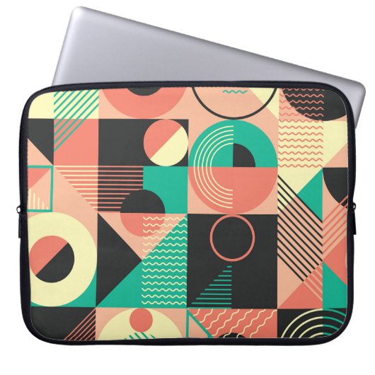 Design des geometrischen Retromusters Laptopschutzhülle (Vorderseite)