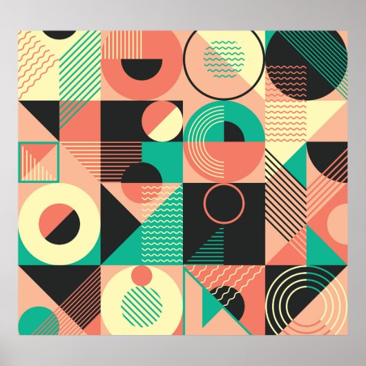 Design des geometrischen Retromusters Poster (Vorne)